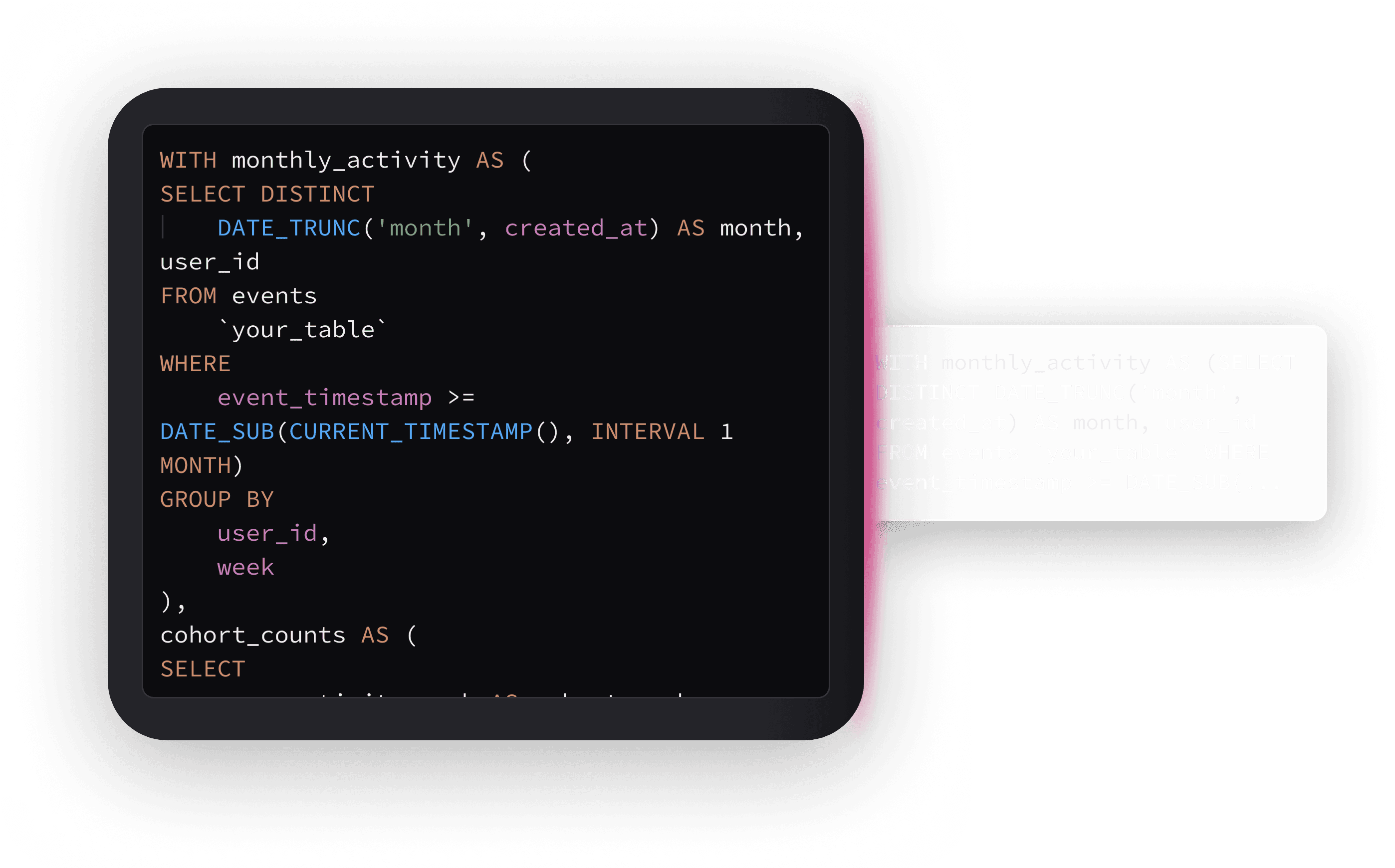 SQL query formatted with the Sherloq formatter